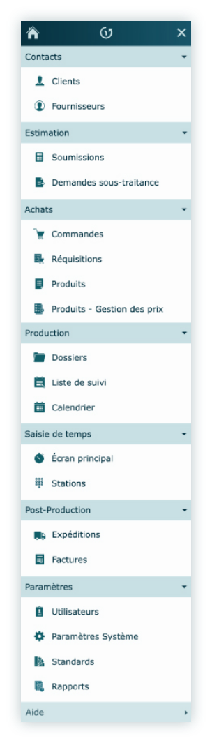 menu tabs